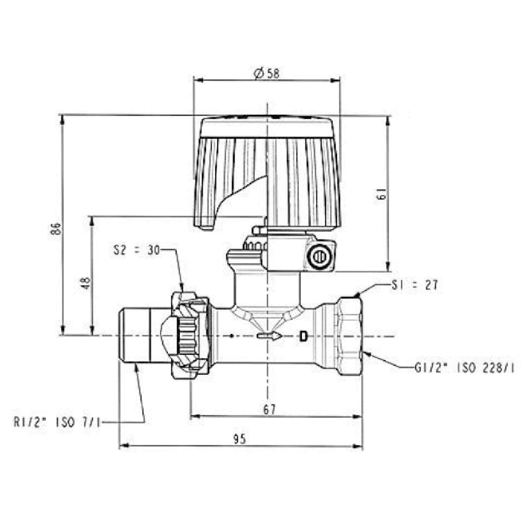 Høiax Returventil FJVR 1/2" Høiax Ventil gulvvarme HO-8377713