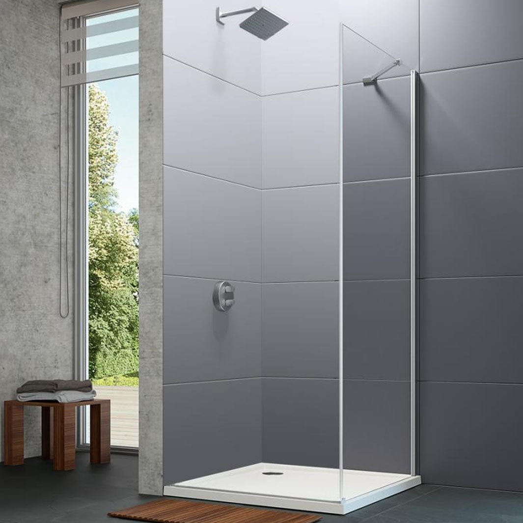 Huppe Design Pure Fast Sidevegg 75,5-97cm Sølv / 80cm / Klart glass Huppe Dusjvegg BD-6316649