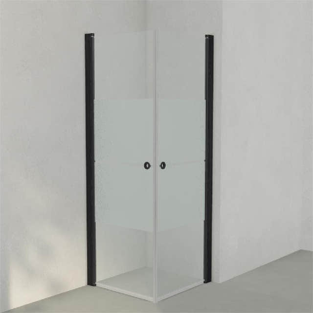 INR Dusjhjørne LINC ANGEL Frostet/Stripe Glass Svart matt / 70x70cm / Stripe glass INR Iconic Nordic Rooms Dusjhjørne INR-51230177