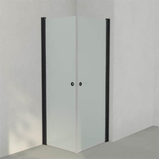 INR Dusjhjørne LINC ANGEL Frostet/Stripe Glass Svart matt / 70x80cm / Frostet glass INR Iconic Nordic Rooms Dusjhjørne INR-51210178