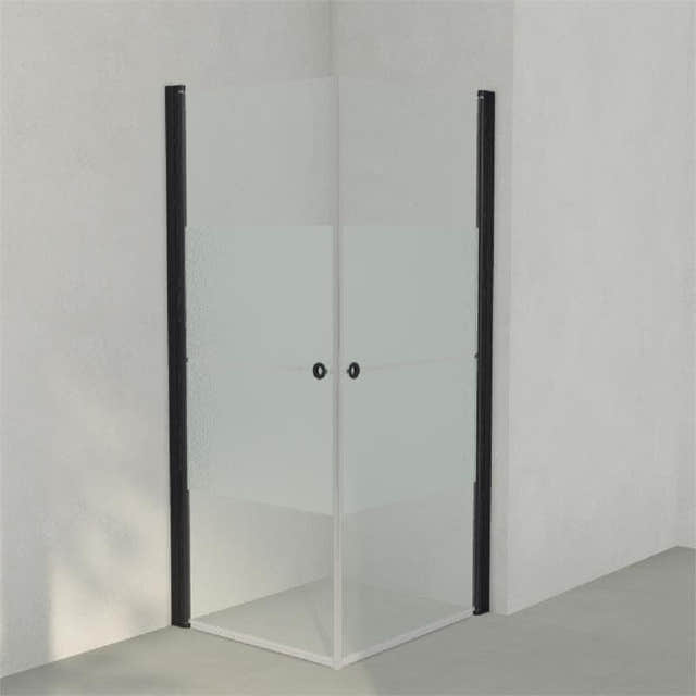 INR Dusjhjørne LINC ANGEL Frostet/Stripe Glass Svart matt / 80x90cm / Stripe glass INR Iconic Nordic Rooms Dusjhjørne INR-51230189