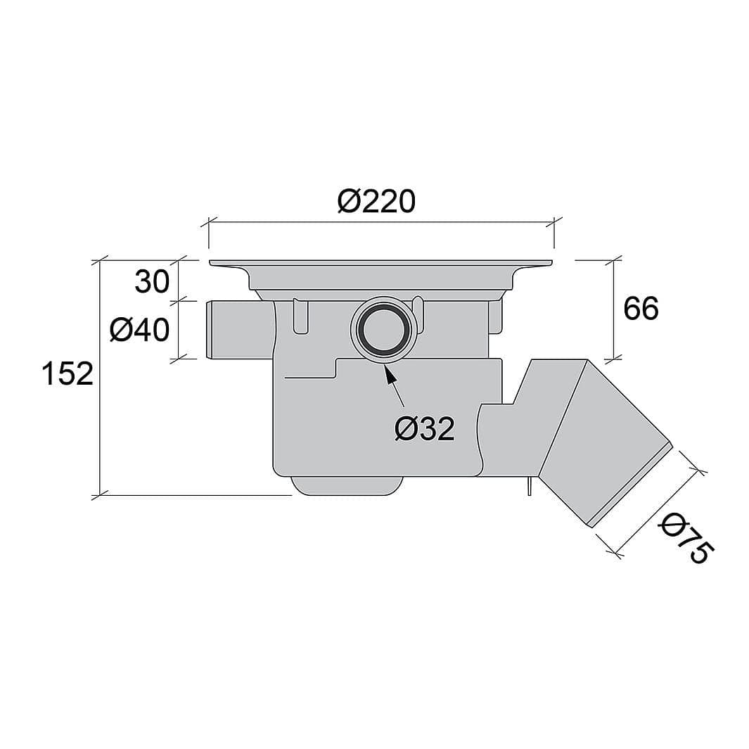 Jafo gulvsluk PSX 75 45 MP overdelspakke Jafo Gulvsluk HR-3403529