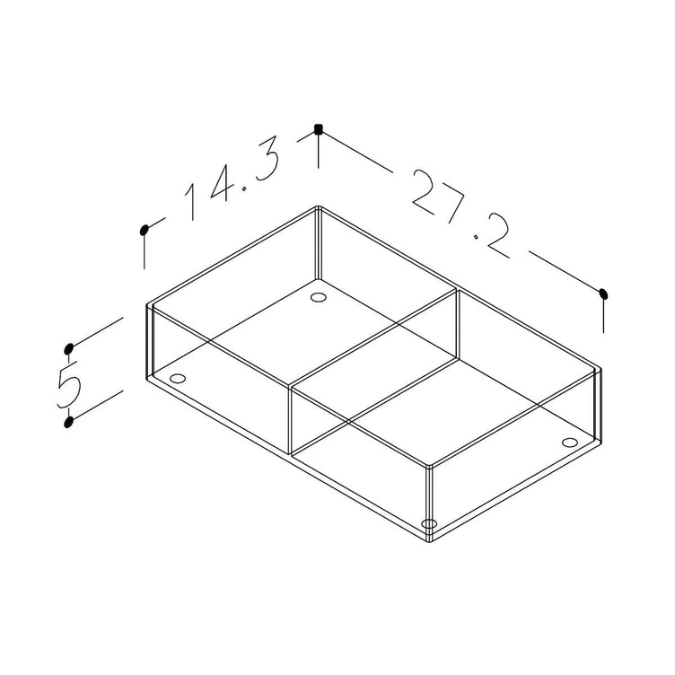 Korsbakken Skuffeinndeler B plexiglass stor 2 rom