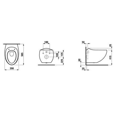 Laufen ALESSI One Rimless veggskål uten sete