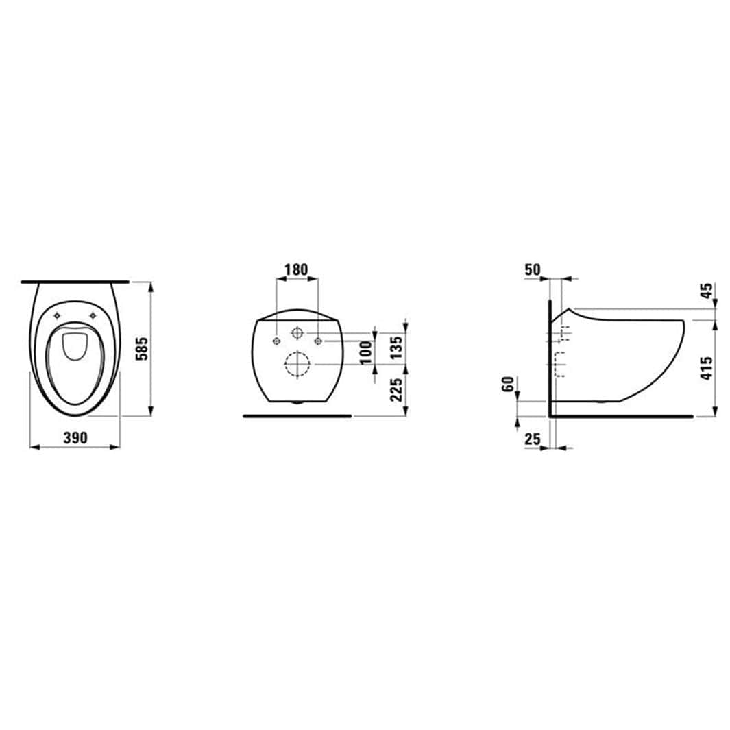 Laufen Alessi One Veggskål Rimless Hvit Laufen Vegghengt toalett LA-6157283