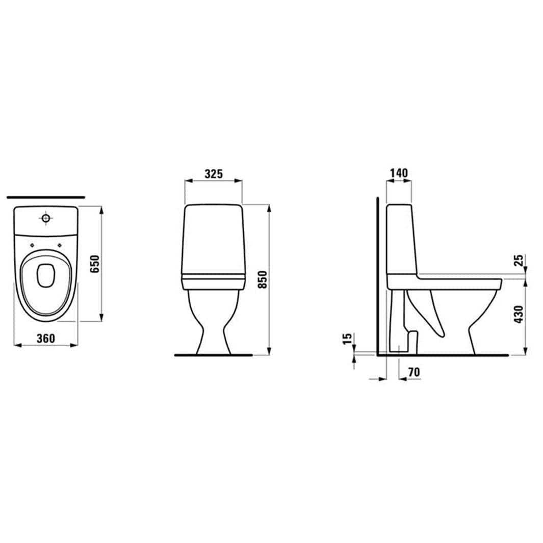 Laufen Kompas 827155 Toalett Rimless Hvit Laufen Gulvstående toalett LA-6122504