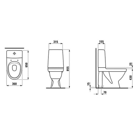 Laufen Kompas E 827091 Rimless Toalett skjult S-lås