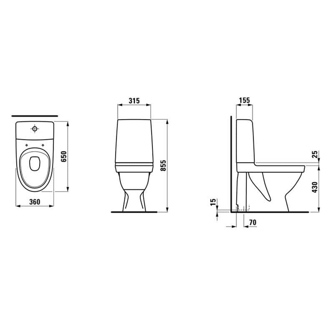 Laufen Kompas E Toalett Rimless Hvit Laufen Gulvstående toalett LA-6070044