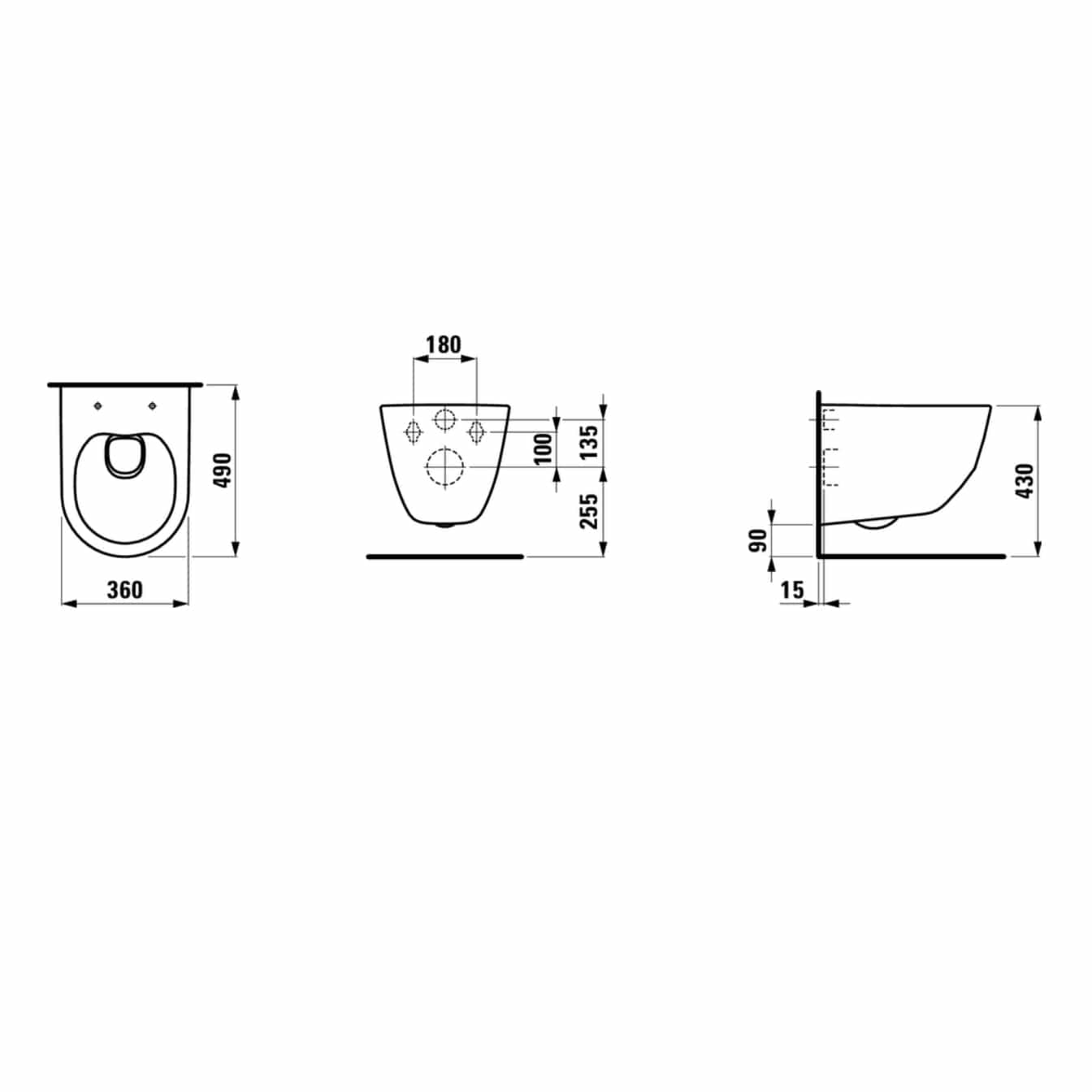 Laufen Pro Kompakt Veggtoalett Rimless - SC/QR sete inkludert Laufen Vegghengt toalett LA-6157268