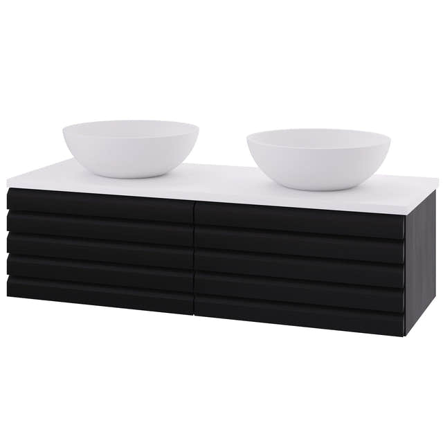 Linn Bad Selma Eikestav Heltre D45cm Servantskap Svart eik / 120cm / Dobbel Linn Bad Servantskap LB-160612STD