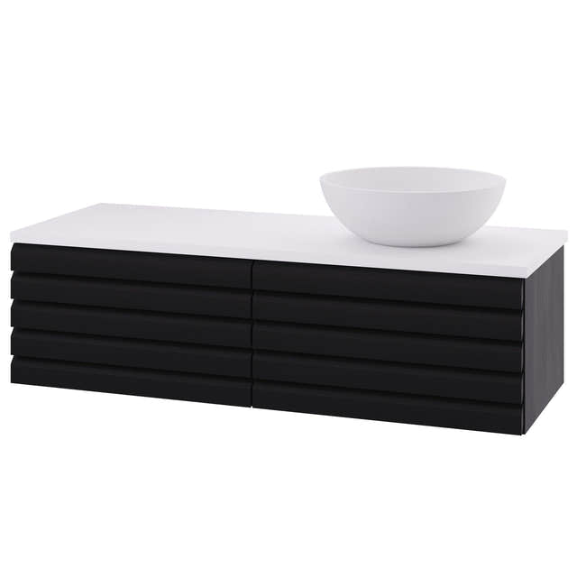 Linn Bad Selma Eikestav Heltre D45cm Servantskap Svart eik / 120cm / Høyre Linn Bad Servantskap LB-160612STH
