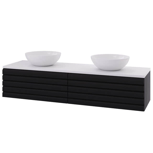Linn Bad Selma Eikestav Heltre D45cm Servantskap Svart eik / 160cm / Valgfri Linn Bad Servantskap LB-160616STD