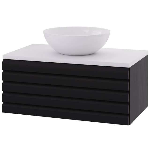 Linn Bad Selma Eikestav Heltre D45cm Servantskap Svart eik / 80cm / Senter Linn Bad Servantskap LB-160618ST