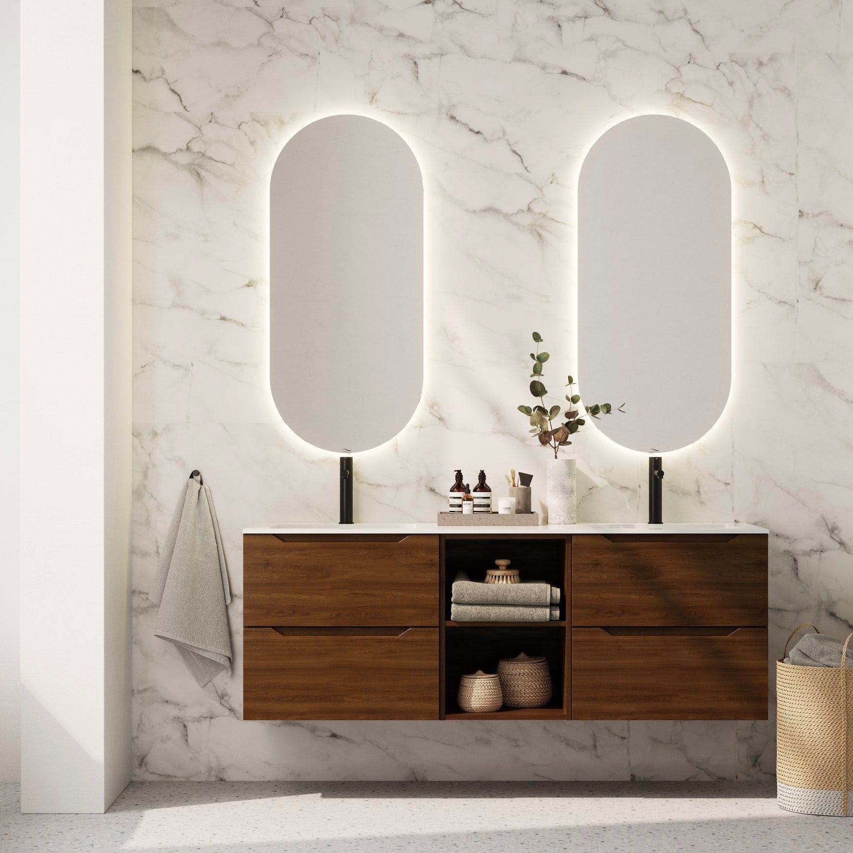 Linn Bad Tistel Ovalt Speil med LED Lysfelt Linn Bad Baderomsspeil LB-25005