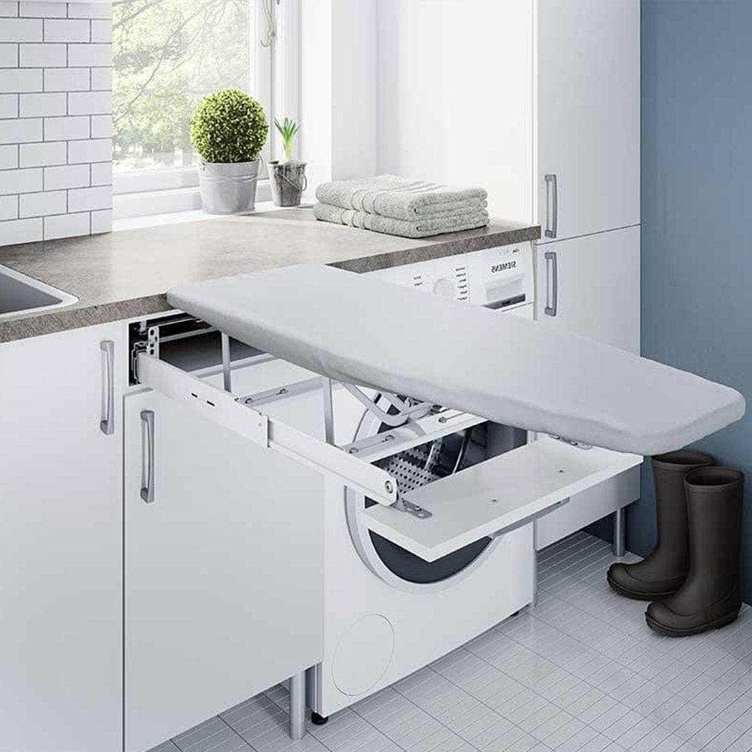 Linn Bad Underskap med Strykebett og trådkurver Hvit matt / 40cm / Høyre Linn Bad Benkeskap vaskerom LB-7008510-h