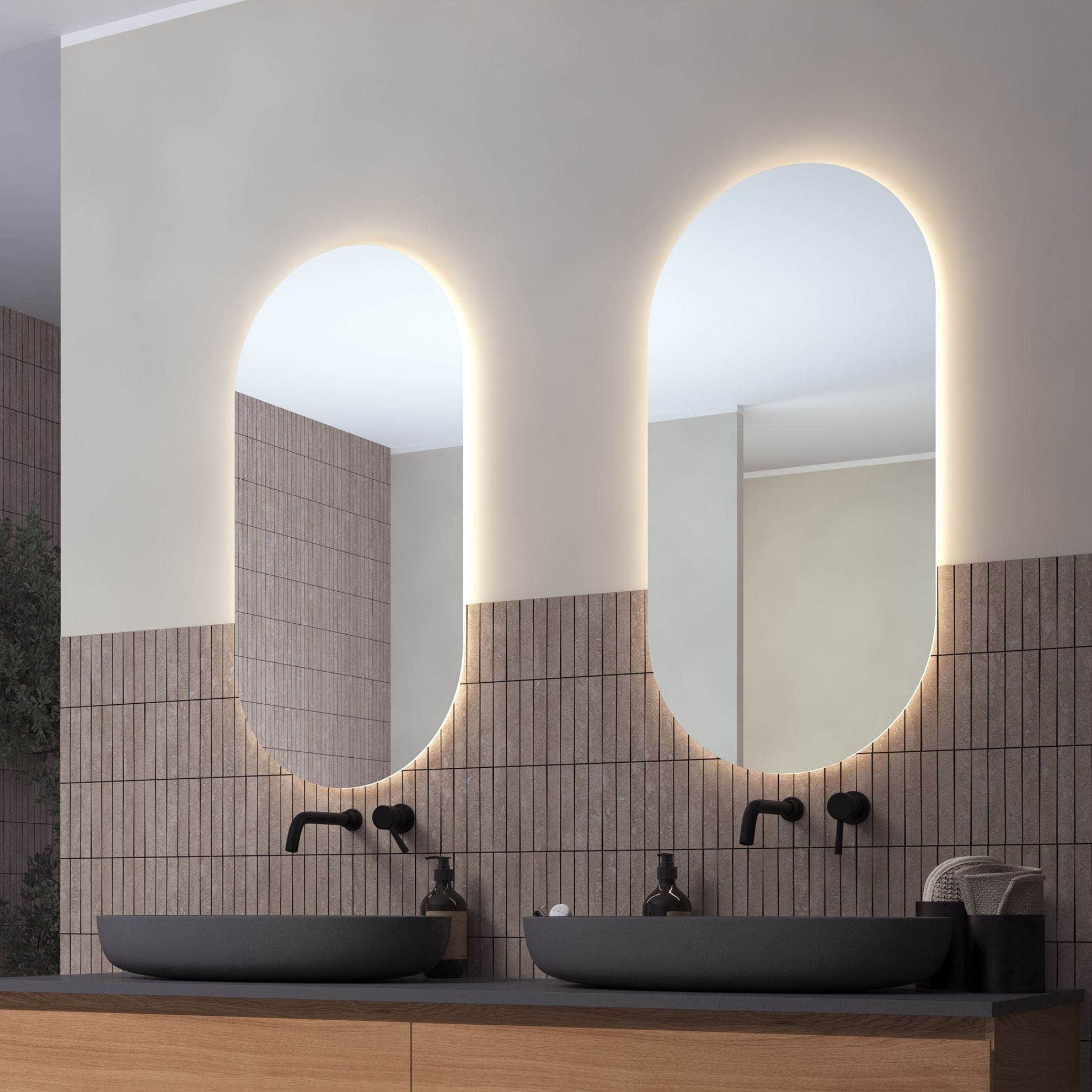 Loevschall Blokhus Ovalt LED Speil - vendbart 100cm Loevschall Baderomsspeil KO-3443457990