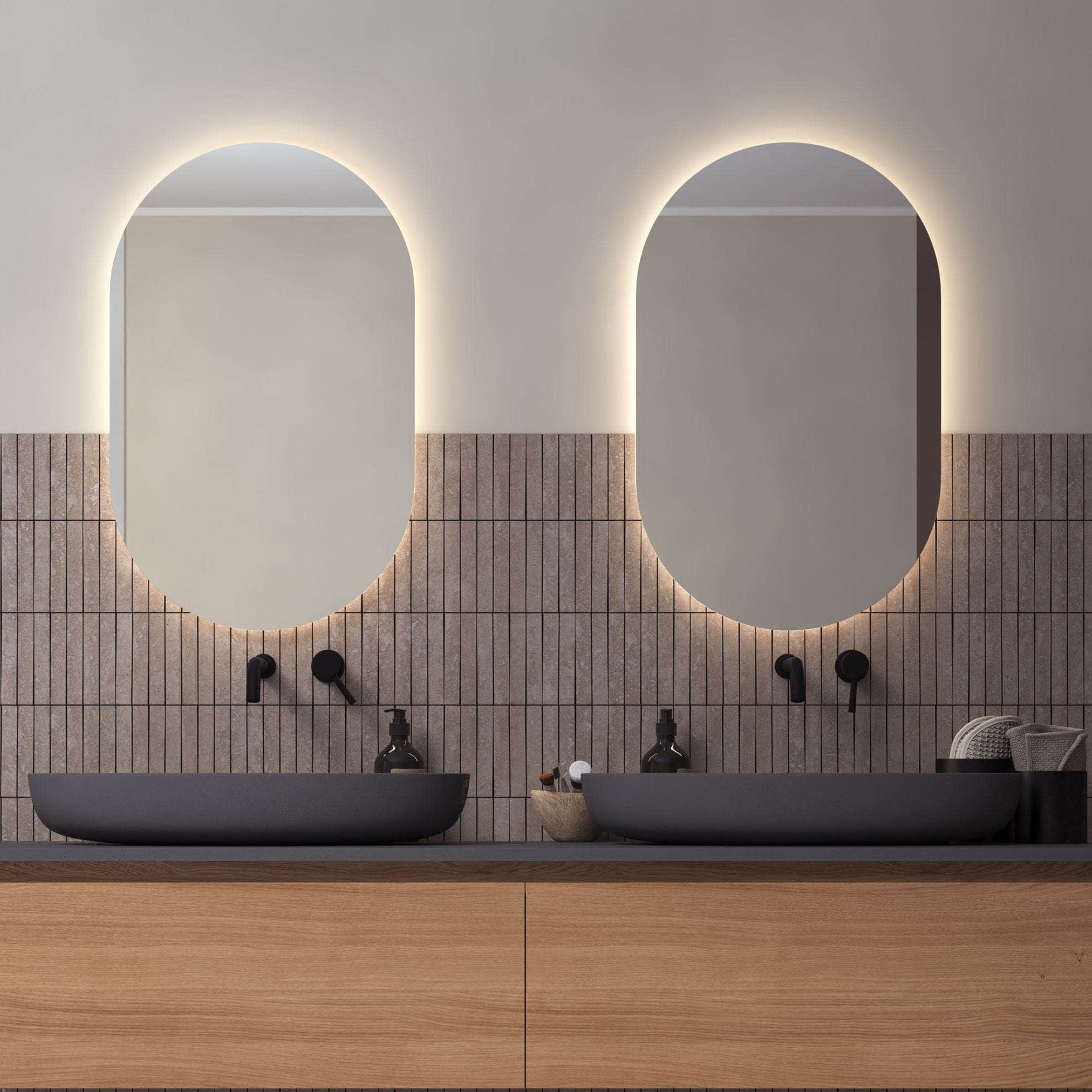 Loevschall Blokhus Ovalt LED Speil - vendbart 80cm Loevschall Baderomsspeil KO-3443457987