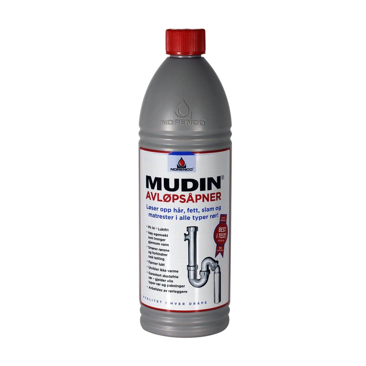 Mudin Avløpsåpner 1 liter - testvinner TV2 Norenco Avløpsåpner GRO-9815621