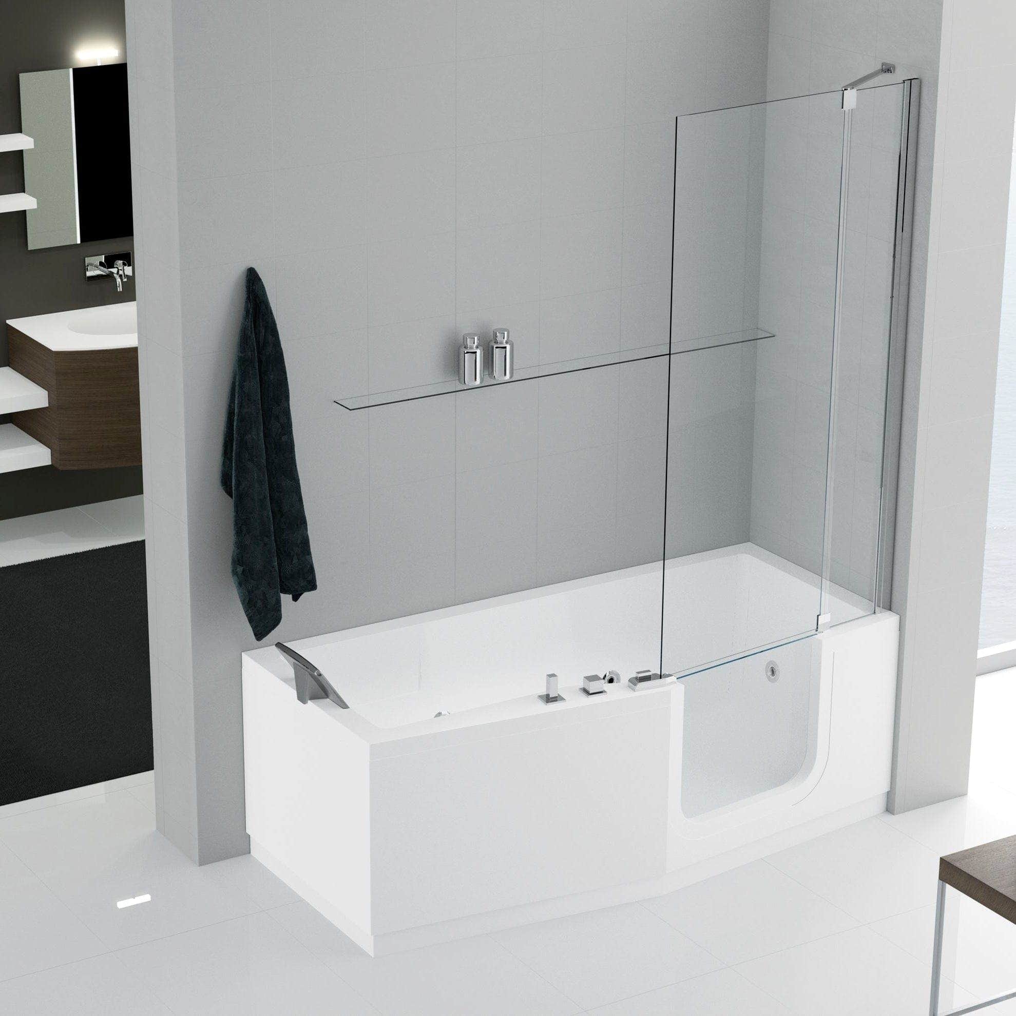 Novellini Iris Badekarvegg 84 Krom / 84cm høyre / Klart glass Novellini Badekarvegg KO-710600084H_1