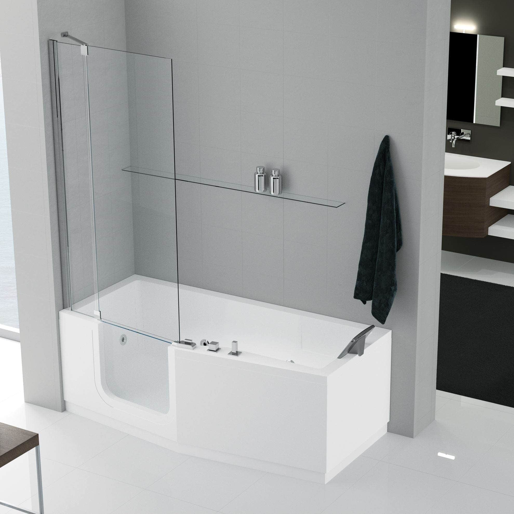 Novellini Iris Badekarvegg 84 Krom / 84cm venstre / Klart glass Novellini Badekarvegg KO-710600084V_2