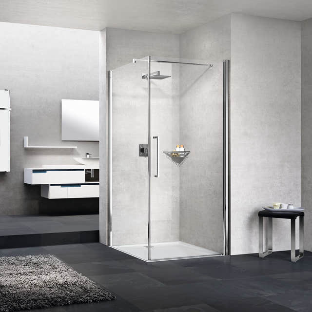 Novellini Young 2.0 Fastvegg 80-100cm Krom / 80cm / Klart glass Novellini Dusjvegg KO-600300080