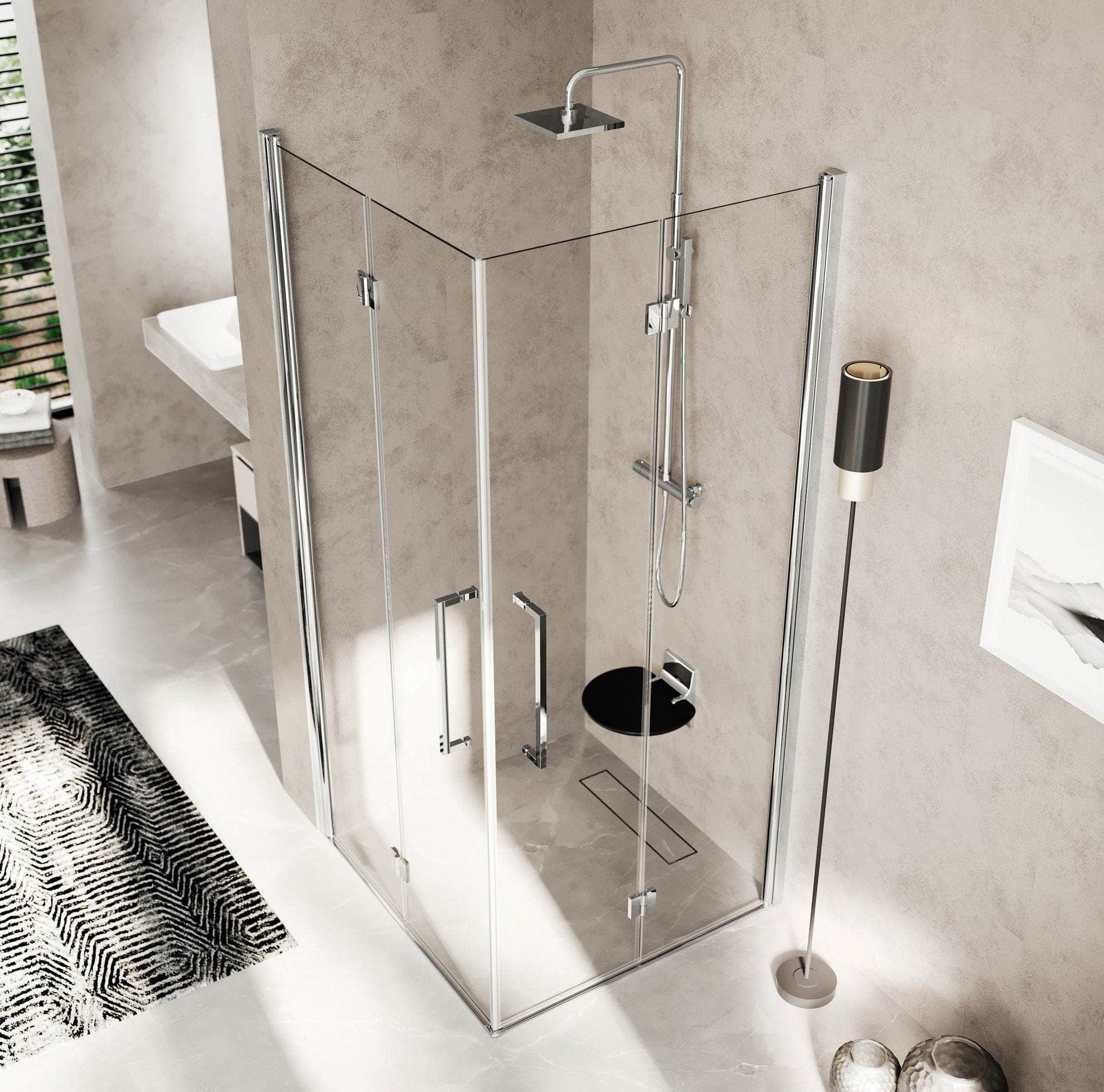 Novellini Young Foldedør 80-100cm - pris pr stk Krom / 80cm høyre / Klart glass Novellini Dusjdør KO-600200080H