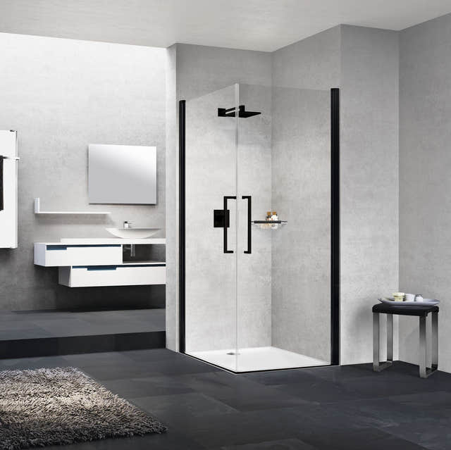 Novellini Young Slagdør 80-100cm - pris pr stk Svart matt / 80cm / Klart glass Novellini Dusjdør KO-600104080