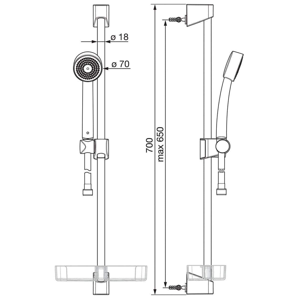 Oras Apollo Dusjsett 520 Ø70mm Krom Oras Armatur Dusjsett OR-4203002