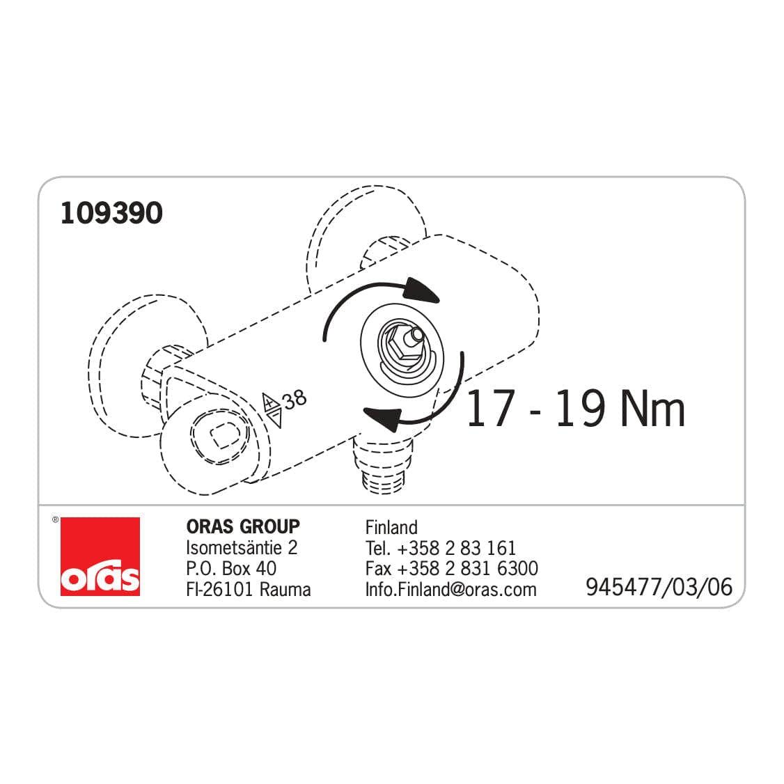 Oras Oramix Keramisk Overdel 109390 Oras Armatur Reservedel blandebatteri GRO-4204661