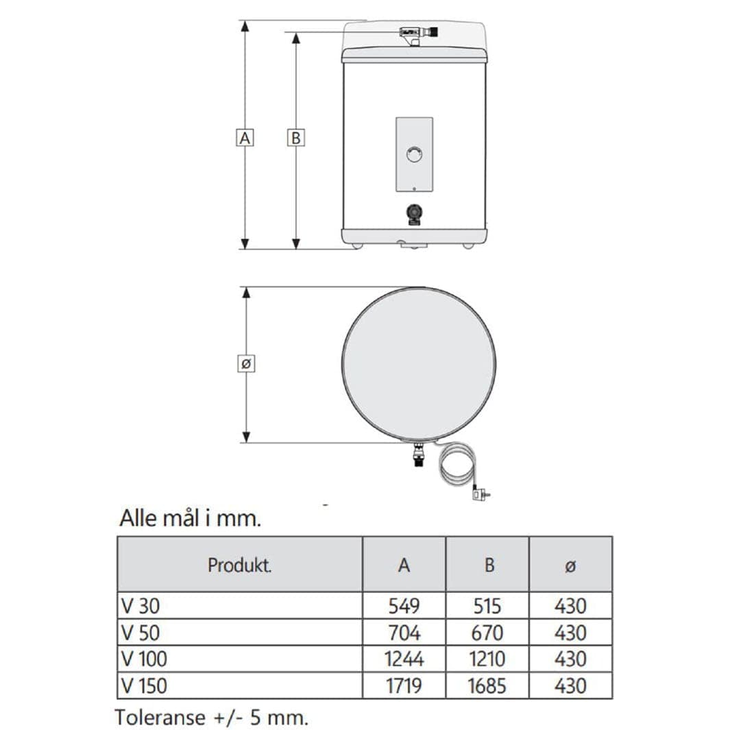 OSO Versa Varmtvannsbereder OSO Hotwater Vegghengt bereder