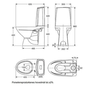 Porsgrund Glow 60 Rimfree Toalett skjult S-lås