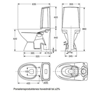 Porsgrund Glow 63 Rimfree Toalett stor fot