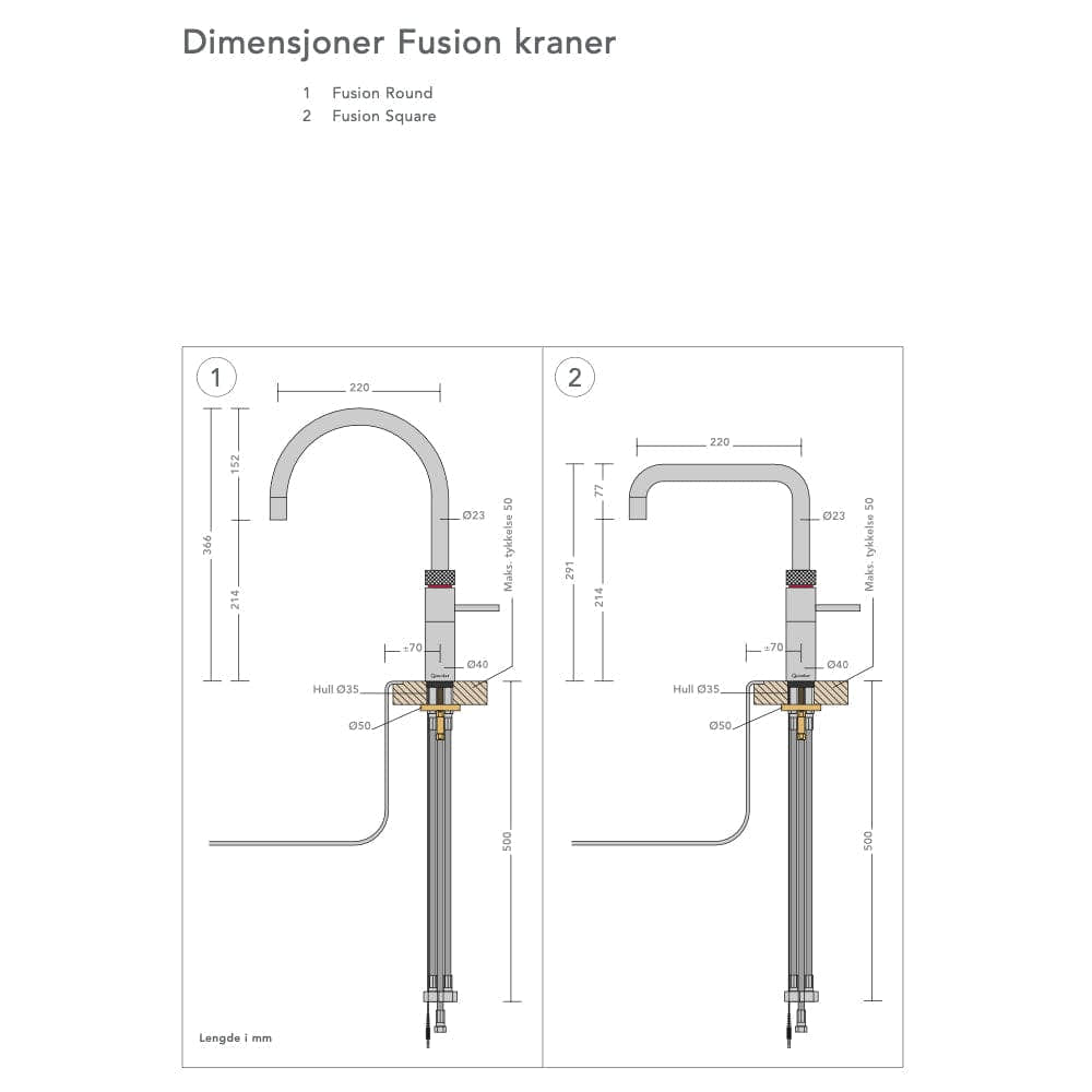 Quooker Fusion Round alt-i-ett design kjøkkenarmatur Quooker Kjøkkenarmatur