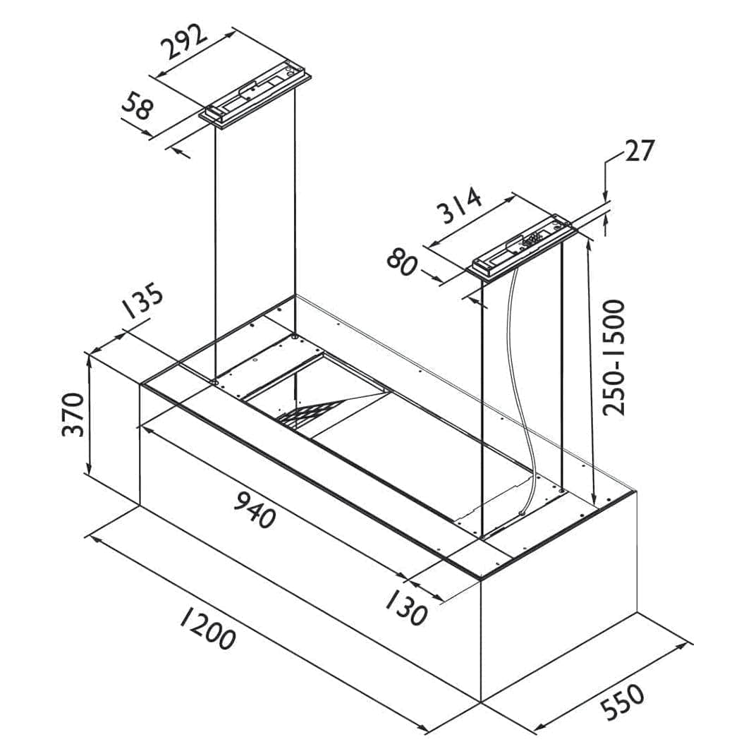Røroshetta Cube Kjøkkenhette 120cm Hvit RørosHetta Kjøkkenvifte RO-5914