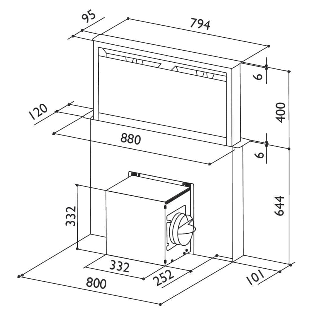 Røroshetta Fabula Benkeventilator 90cm RørosHetta Kjøkkenvifte