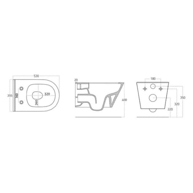 Sanipro AQUAFORM Rimless vegghengt toalett