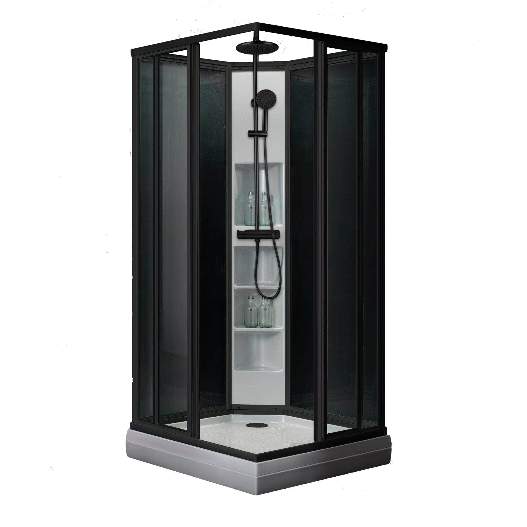 Sanipro Dusjkabinett Firkantet Svart Classic - sotet bakvegger Svart / 80x80cm / Plus Sanipro Dusjkabinett SA-10217