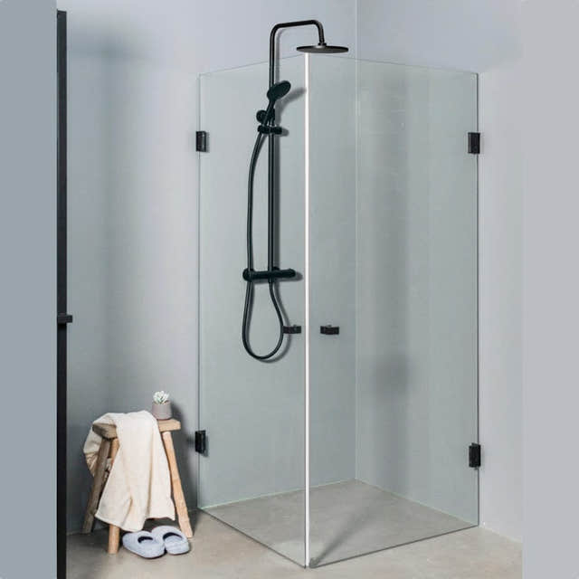 Sanipro Focus Fastvegg - pris pr stk Svart matt / 90cm / Klart glass Sanipro Dusjvegg SA-10207