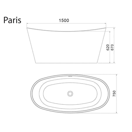 Sanipro Paris Frittstående badekar 150