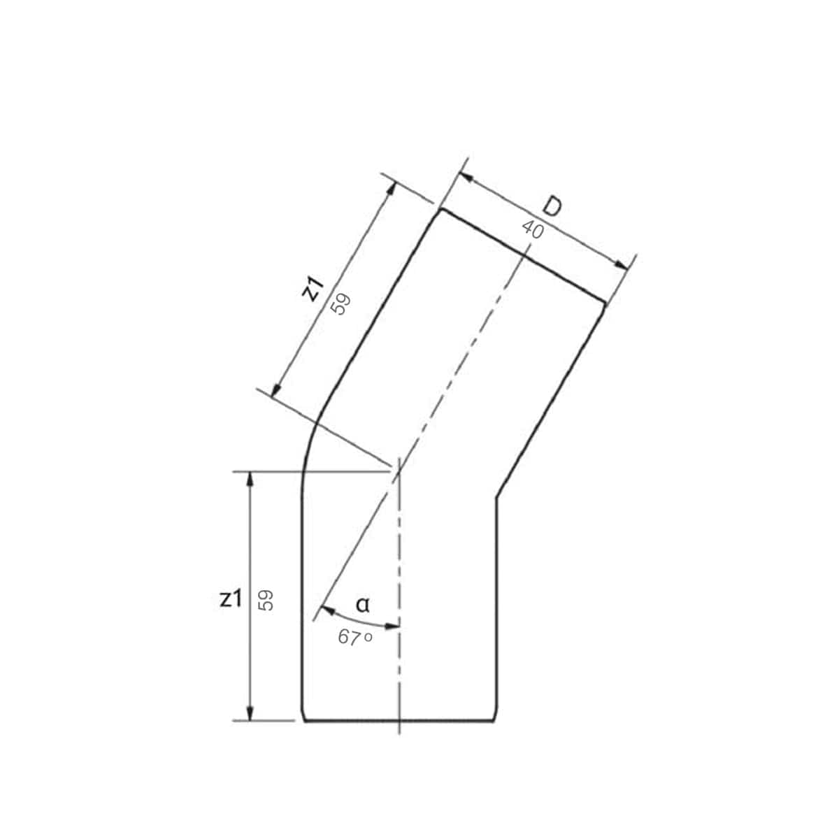 Smartline 40mm Bend PP 67° spissender - krom 40mm / 67° Pipelife Bend AH-2207101