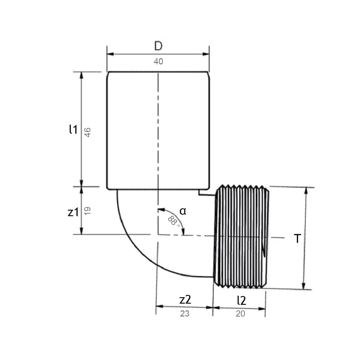 Smartline Bend med Utvendig Gjenge Pipelife Overgang AH-2207088