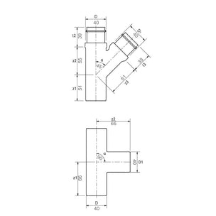 Smartline Grenrør 40x40mm 45-90° Krom