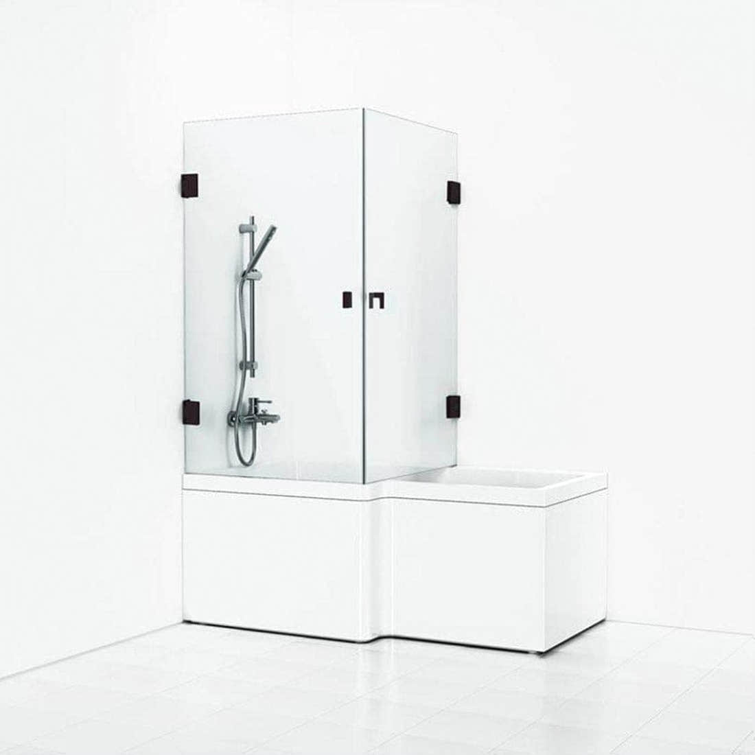 Svedbergs 180° Dusjhjørne for Badekar Svart matt / Klart glass Svedbergs Badekarvegg SV-688788_4