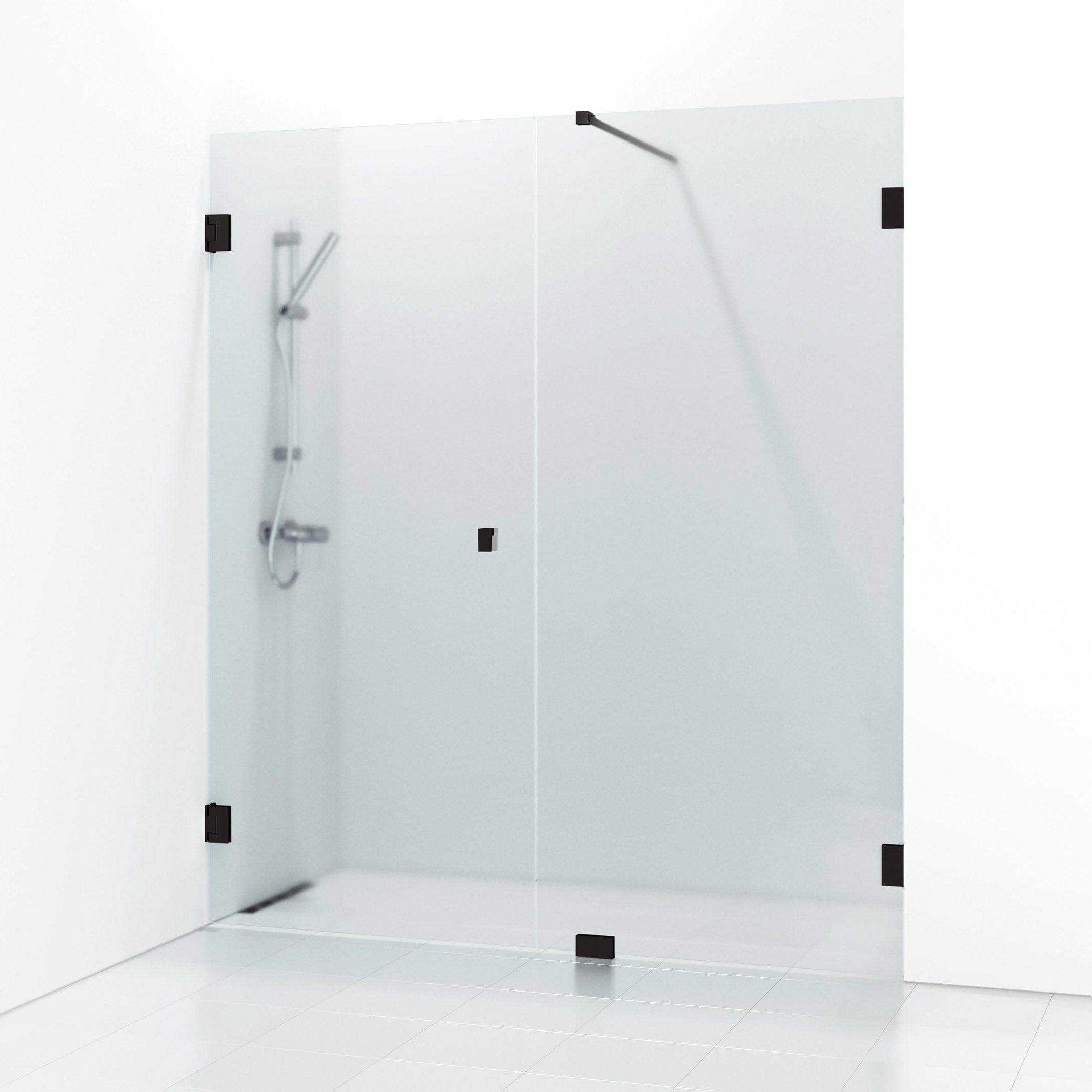 Svedbergs 180° Dusjnisje Kombi (vegg+dør) 156,5cm / Svart matt / Krystall frostet glass Svedbergs Dusjnisje SV-686416