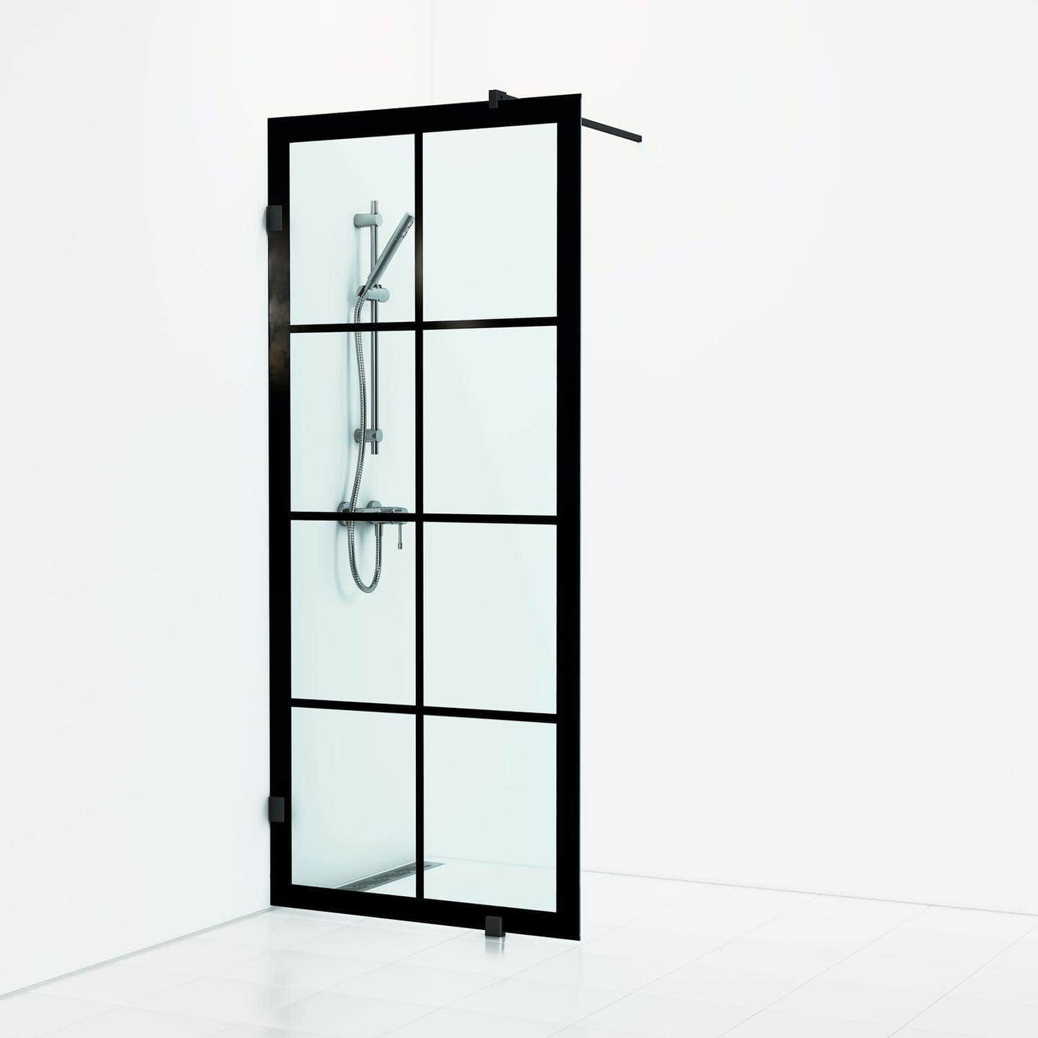 Svedbergs 180° Rista Dusjvegg Fast 78cm / Svart matt Svedbergs Dusjvegg SV-692778