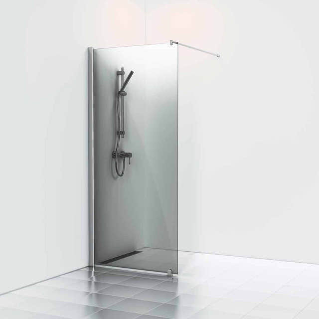 Svedbergs Skoga Dusjvegg Rett (walk-in) Krom / 100cm / Røkfarget glass Svedbergs Dusjvegg SV-6120341