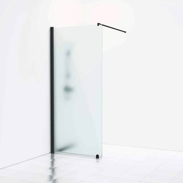 Svedbergs Skoga Dusjvegg Rett (walk-in) Svart matt / 100cm / Frostet glass Svedbergs Dusjvegg SV-6120121