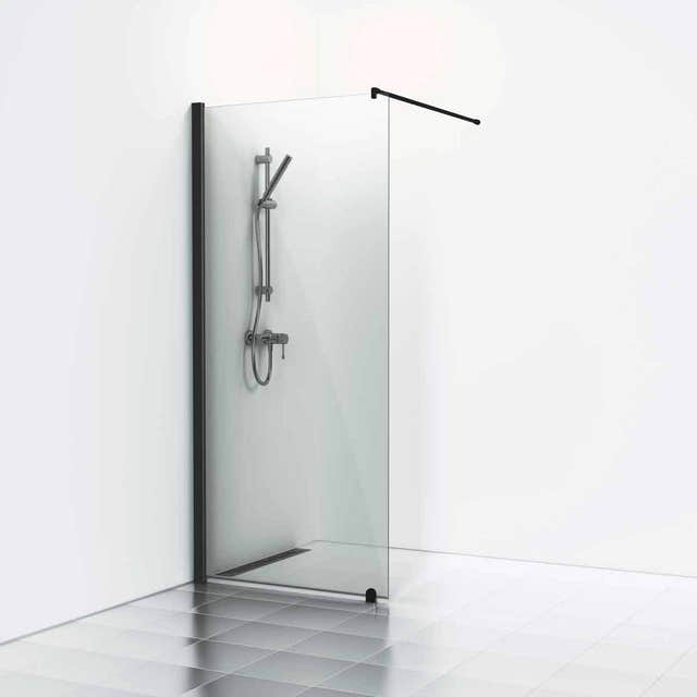 Svedbergs Skoga Dusjvegg Rett (walk-in) Svart matt / 100cm / Røkfarget glass Svedbergs Dusjvegg SV-6120321