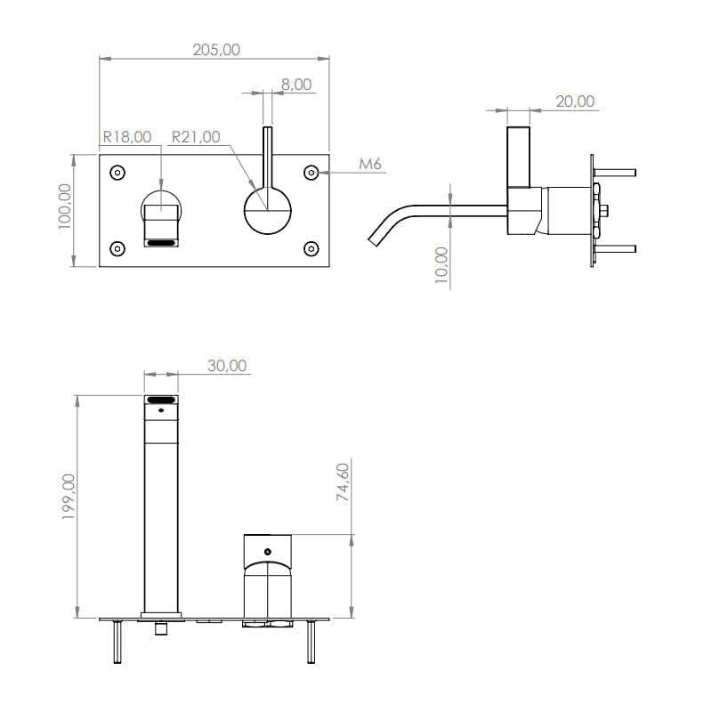 Tapwell ARM006 Servantbatteri Innbygging Tapwell Blandebatteri innbygging