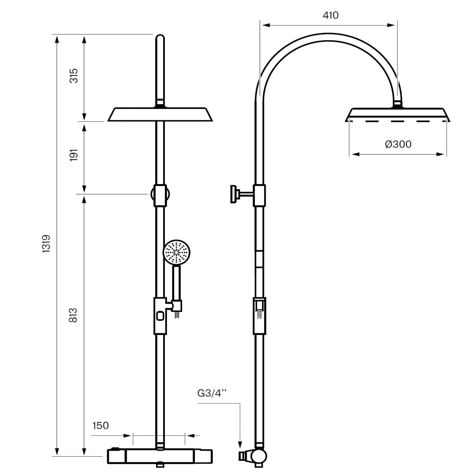 Tapwell ARM7300 Takdusj Ø32cm Tapwell Takdusj